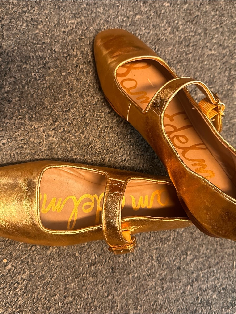 Sam Edelman Metallic Gold Mary Jane Flats